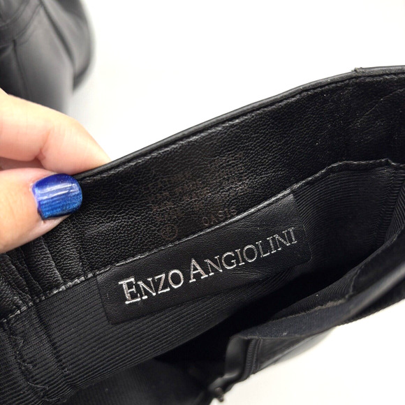Vintage 90s Y2K Enzo Angiolini 'OASIS' Black Leather Block Heel Ankle Boots 7M - Picture 12 of 16